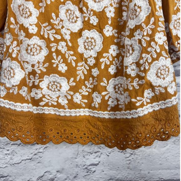 Savanna Jane Women L Boho Festival Floral Embroidered Cottagecore Peasant Blouse - Picture 6 of 12